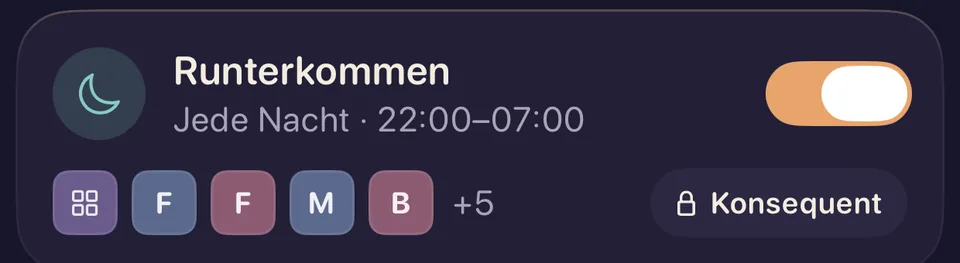 Der Block Runterkommen in Lentu: jede Nacht, 22:00 bis 07:00, Konsequent.